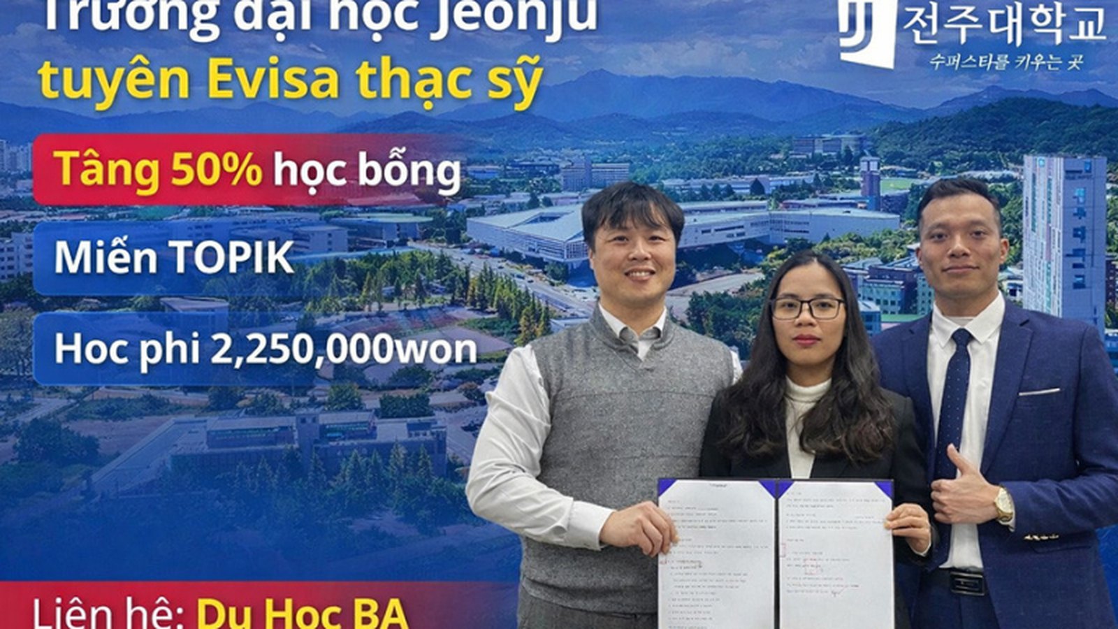 Đại Học Jeonju 2026: Thạc Sĩ E-Visa Miễn TOPIK & Học Bổng 50%