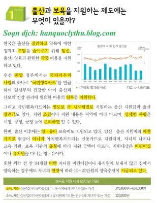 [KIIP lớp 5 - Dịch tiếng Việt] Bài 9. 한국의 보육제도 Chế độ nuôi dạy trẻ ở Hàn Quốc