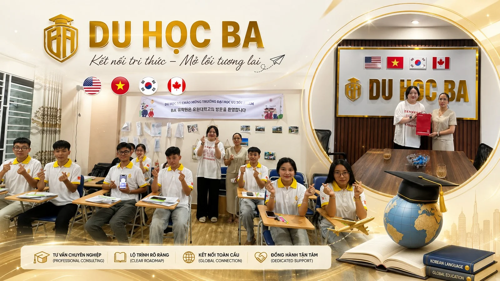 Du học BA chào mừng đại diện Trường Đại học U1 (유원대학교) - Hàn Quốc tới thăm