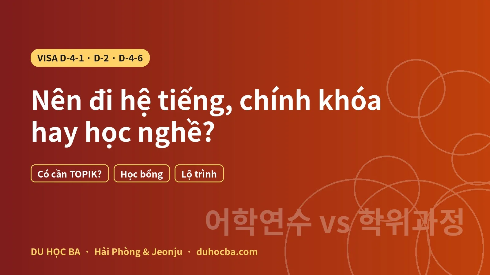 Du học Hàn Quốc nên đi hệ nào? So sánh D-4-1, D-2, D-4-6 và TOPIK