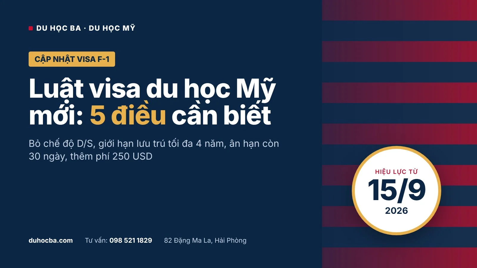 Luật visa du học Mỹ mới từ 15/9/2026: 5 điều cần biết